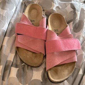 Birkenstock Kyoto sandals in candy nubuck suede.